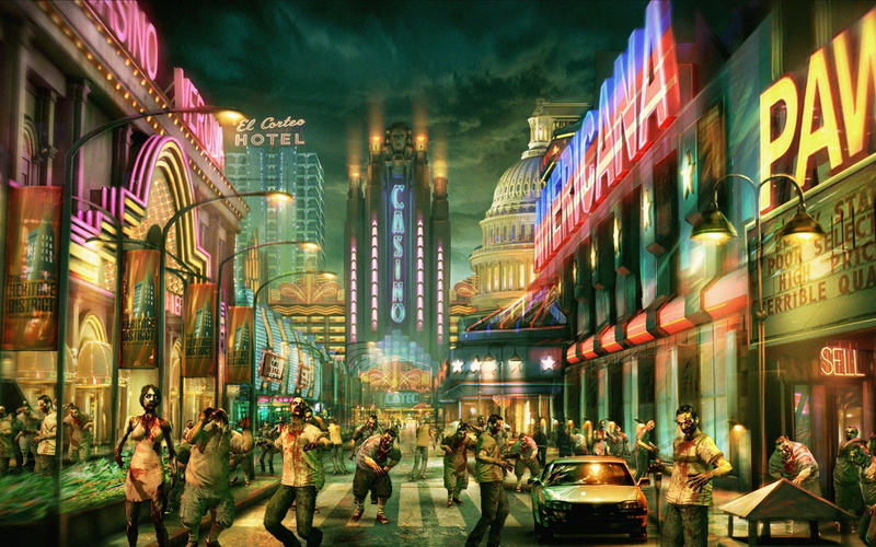 Dead rising, group of people, 1080P, illuminated, city street, cityscape, crowd, travel destinations, city life, real people, motion, Blood, Zombi, neon
