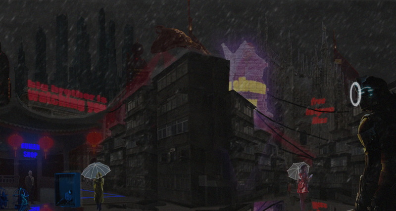 Milan, rain, Italy, cyberpunk, city, night, Dead Space, 720P