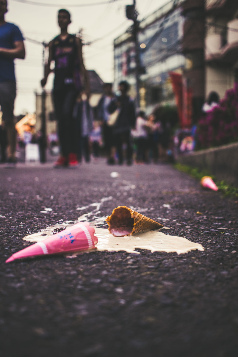 road, melt, icecream, editorial, urban Scene, sad, heat, street, horror, city, tragedy, ice, death, building, hot, cream, pink, person, spooky, summer