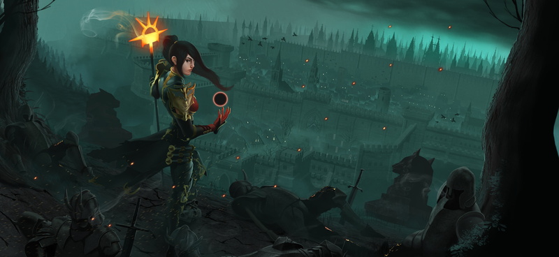 magic, look, darkness., MAG, 4K, view, diablo 3, clothing, girl, light, staff, dead, the city