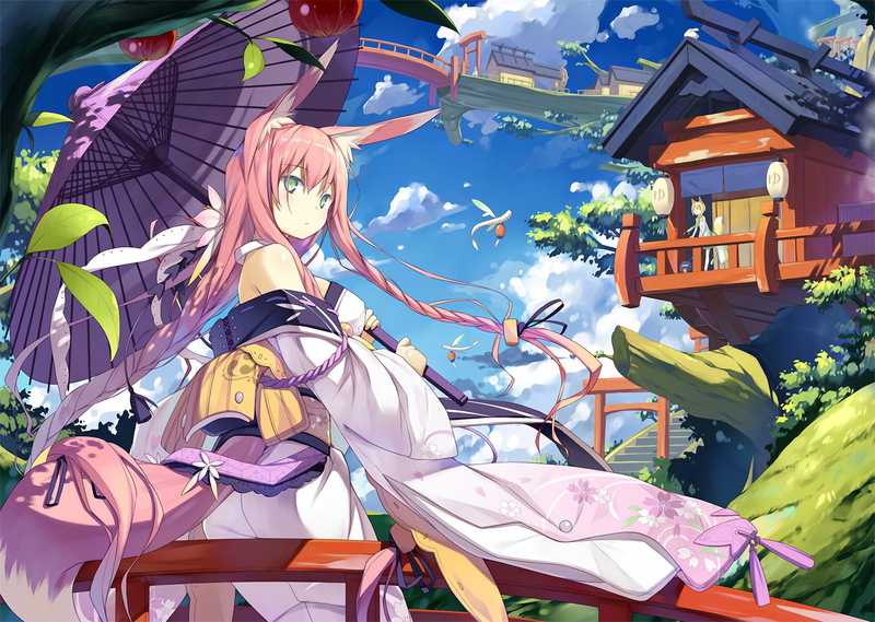 blue, female, vector, girls, low angle view, tree, backgrounds, flowering plant, tail, grass, amusement park, leaf, human representation, plant, sky, braids