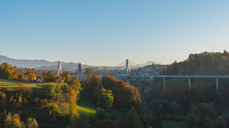 october, scenics - nature, tranquil scene, architecture, copy space, mountains, trees, landscape, fribourg, outdoors, 5K, built structure, non-urban scene