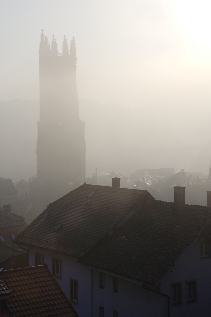 nature, steeple, 2K, day, fribourg, cold temperature, switzerland, built structure, sky, house, freiburg, residential district, building, no people, roof