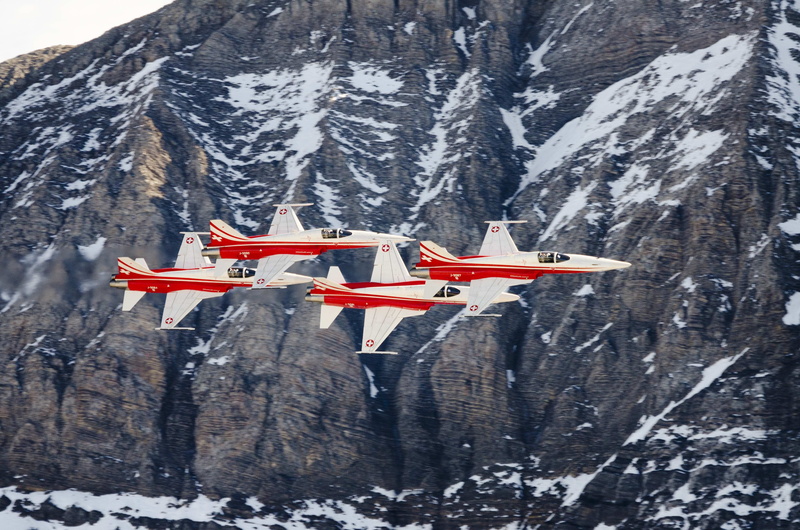 4K, f 5, northrop, aviation, patrouille, suisse, dom, air, acrobatic, jet, aircraft, fighter