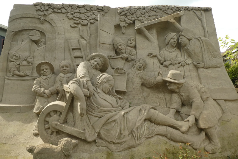 building exterior, craft, sand sculptures, architecture, archaeology, representation, place of worship, garderen, painting, travel destinations, sand, no people