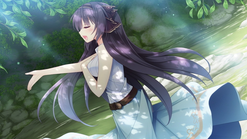 Blush, Purple Hair, Japanese Clothes, Anime, Usui Honoka, Sunbeam, Long Hair, Headdress, Toki wo Tsumugu Yakusoku, 1080P