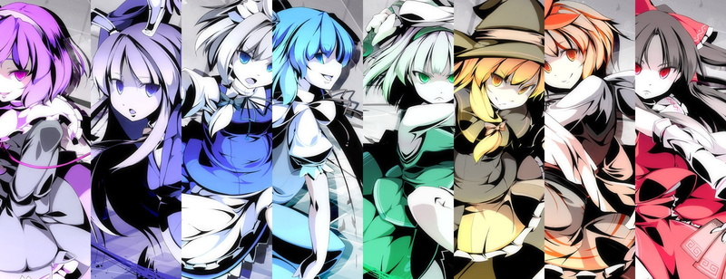 no people, retail, touhou hakurei reimu kirisame marisa cirno izayoi sakuya komeiji satori konpaku youmu reisen udongein inaba toramaru shou, multi colored