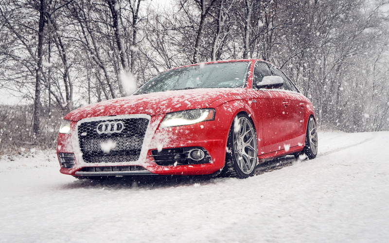 s, Audi, Car, Red, 1080P, Snow, Winter