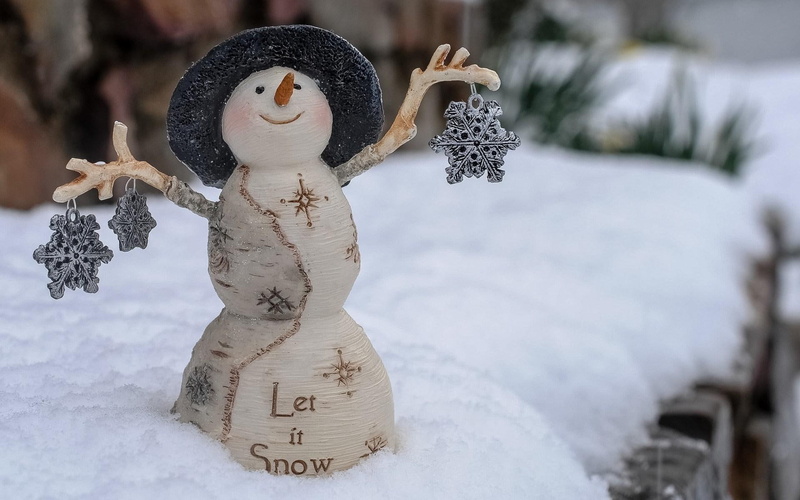 white, 1080P, snow, snowflakes, table, decor, gray, snowman