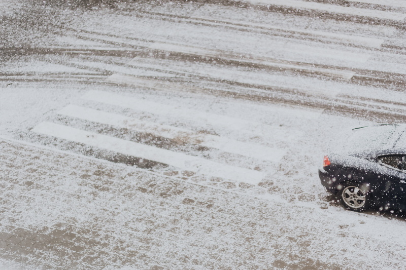transportation, snowy, day, no people, mode of transportation, nature, street, tire track, land, high angle view, town, outdoors, car, cars, cold temperature
