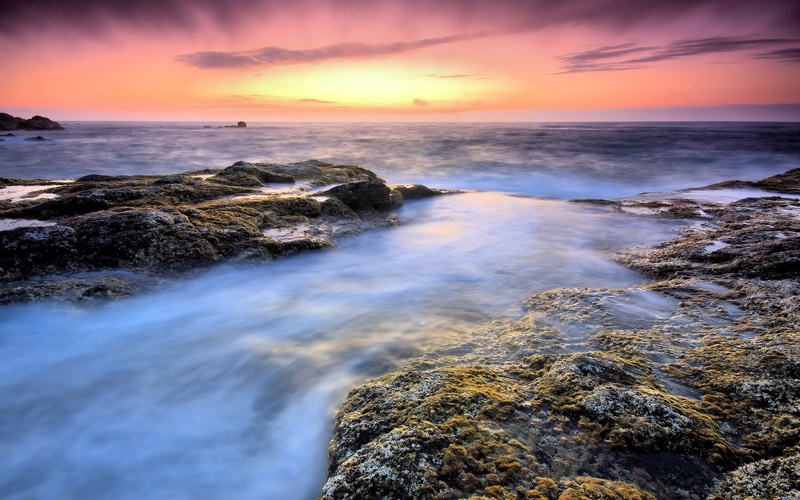brown, cloudscape, blurred Motion, beach, blue, dusk, sunset, dawn, rocks, tranquil Scene, solid, weather, surf, coastline, sunrise - Dawn, beauty In Nature