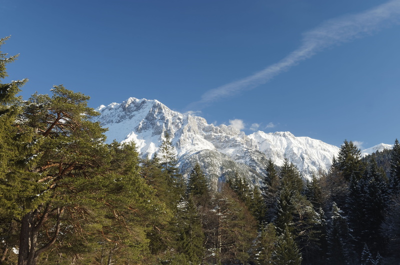 landscape, cold temperature, environment, day, mountains, mountain Peak, scenics, tyrol, pine woodland, summits, snowy, tree, winter, sky, bavaria, karwendel