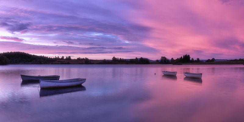 sunset, reflections, four, USM, Landscape, halves, lake, scenics, 35mm, Trossachs, National Park, nautical Vessel, hour, f4, Loch Lomond, sunrise - Dawn