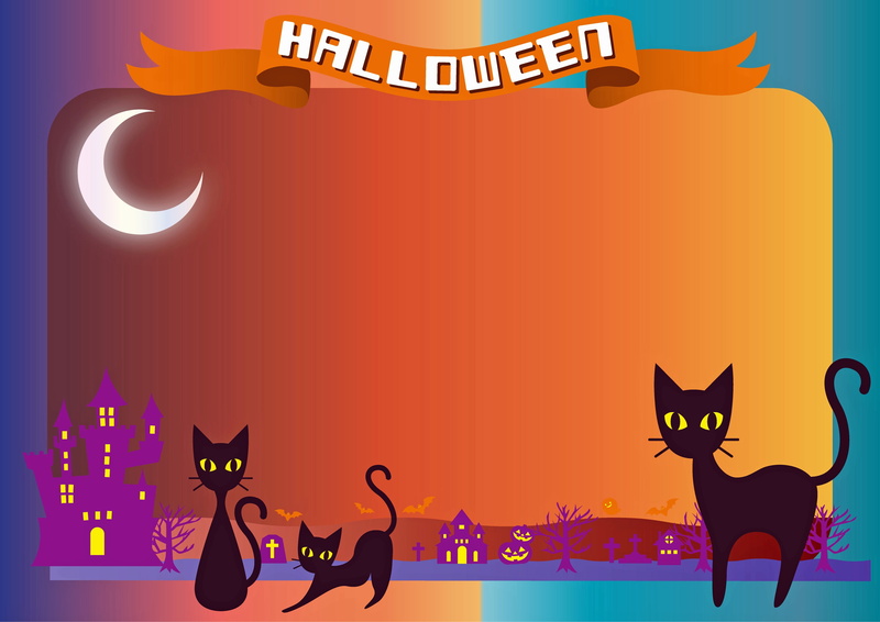 render, 31 Oct, postcard, 2K, Halloween, cats