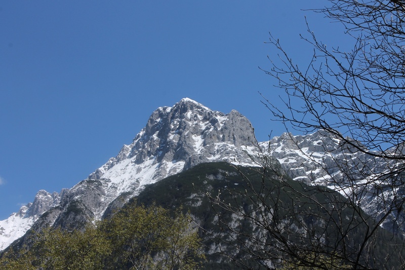 mountain, mountain range, outdoors, european Alps, no people, tranquil scene, tree, bavaria, clear sky, alpine, snow, rock, mountains, blue, sky, scenics - nature