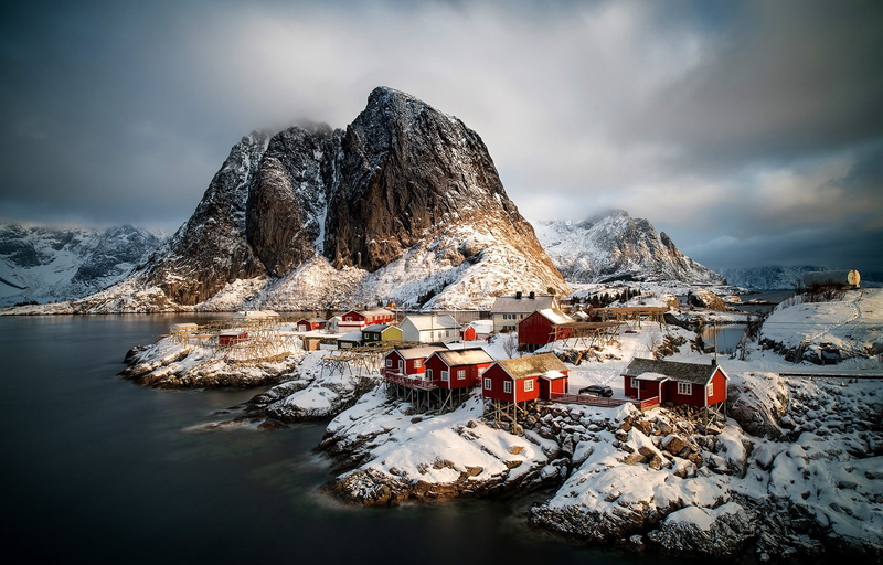Norway, beauty in nature, no people, mountain range, mountain, winter, day, built structure, snow, sky, nature, cloud - sky, covered, non-urban scene, snowcapped mountain