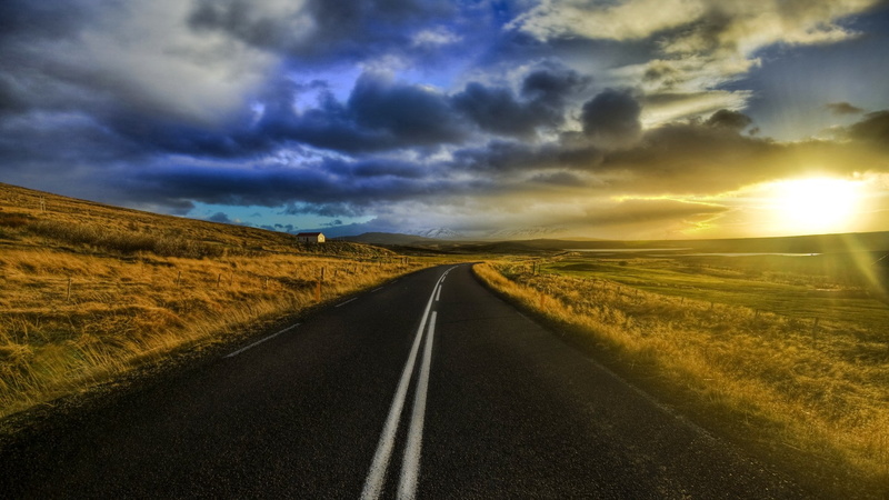 sunset, sky, non-urban scene, diminishing perspective, land, the way forward, no people, scenics - nature, road, widescreen high resolution nature hd 1920x1080