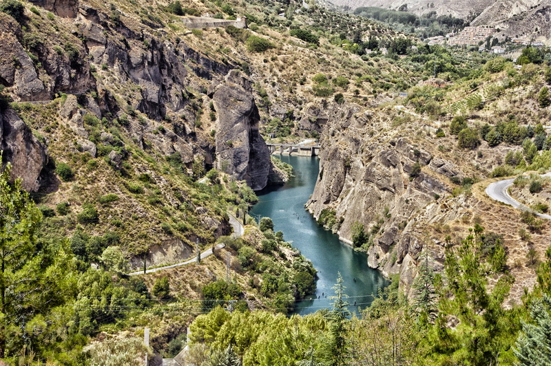 sierra nevada, spain, rock, waterfall, Landscape, Sierra Nevada, outside, mountains, nature, water, tranquil scene, mountain, forest, countryside, tree