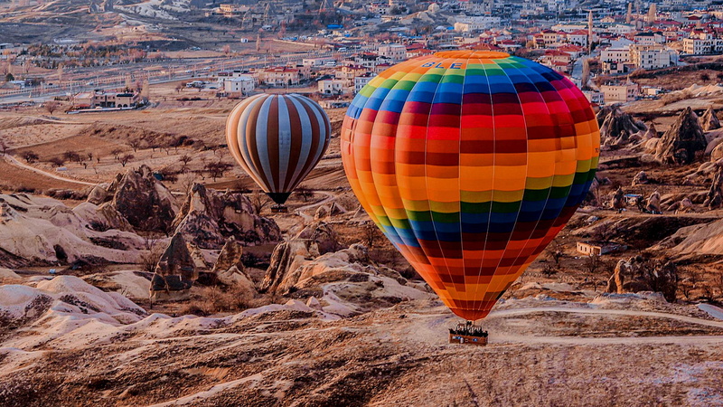 view, hot air balloon, flight, 4K