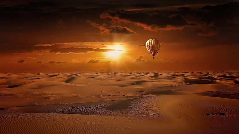 travel, mode of transportation, sun, baloon, sand, hot air balloon, 1080P, flying, sky, landscape, ballooning festival, air vehicle, nature, clouds, climate