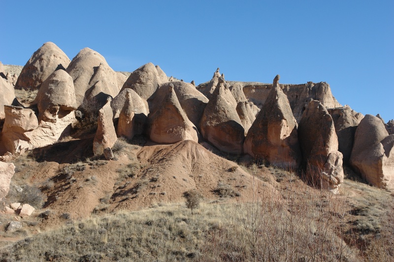 sky, outdoors, nature, anatolia, kapadokya, 2K, rock - object, desert, sandstone, scenics - nature, scene, goreme, climate, eroded, landscape, erosion