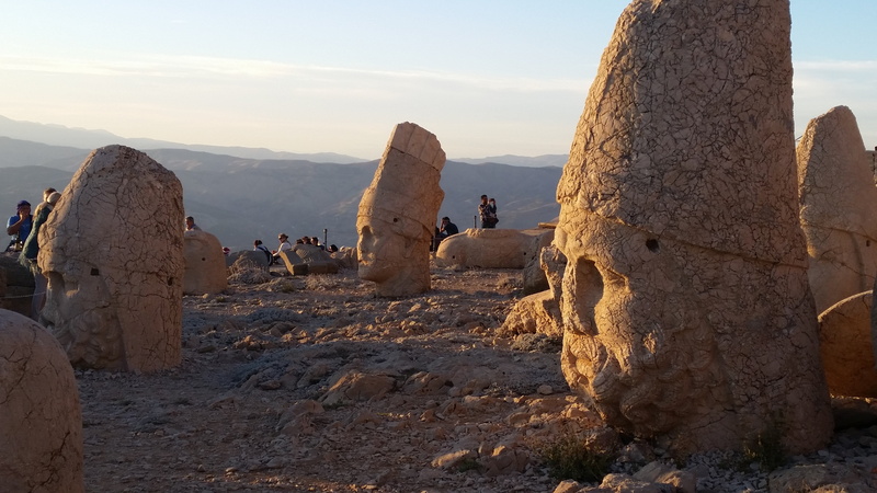 heads, sculpture, sky, archaeology, outdoors, day, rock - object, nature, travel destinations, mt nemrut, no people, architecture, solid, rock, tourism