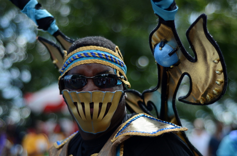 focus on foreground, outdoors, ninja, representation, men, dress, parade, portrait, arts culture and entertainment, one person, mask, real people, fest