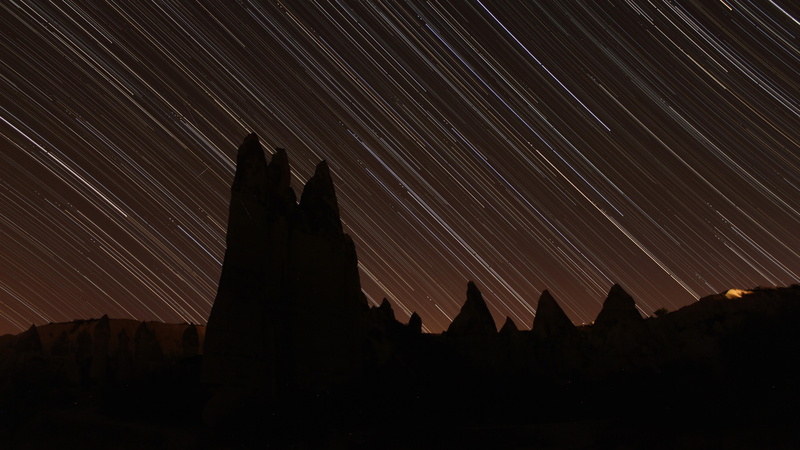 darkness, photography, starry night, national park, night, star trails, cappadocia, göreme national park, long exposure photography, night sky, stars, 5K