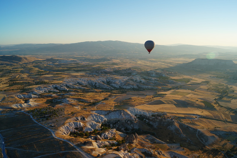 göreme will, hot air balloon, turkey, tranquility, scenics - nature, rock - object, transportation, mid-air, cappadocia, beauty in nature, mountain, no people