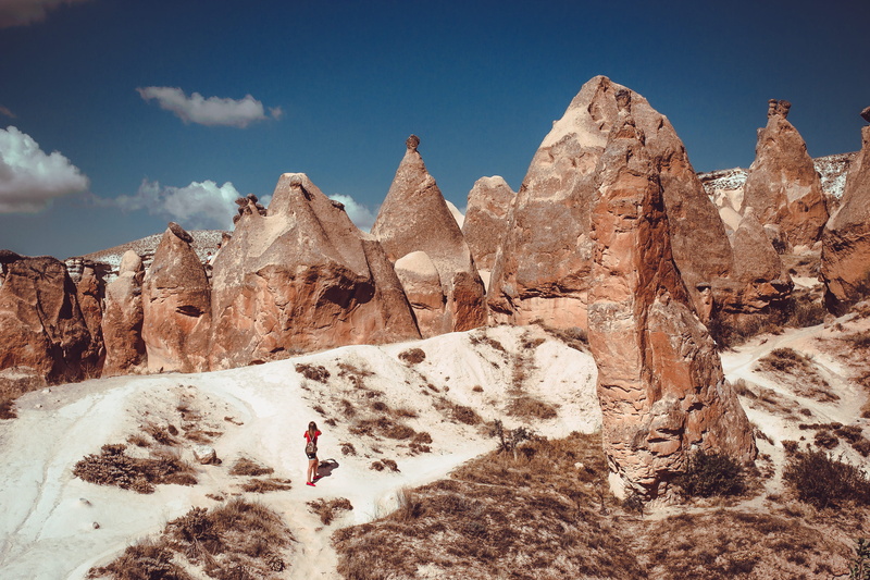 day, arid climate, scenics - nature, standing, solid, sky, alps, nature, architecture, göreme, pyramid, plateau, eroded, peak, scenery, mountain peak, rock formation