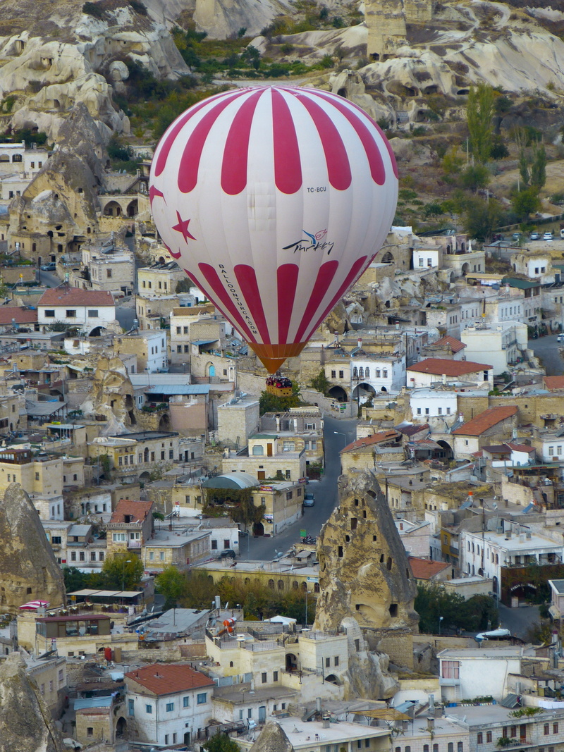transportation, built structure, colorful, 4K, flying, city, day, building exterior, residential district, cityscape, high angle view, göreme, building