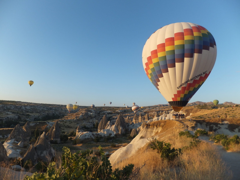 multicolored, air, ballooning festival, balloons, hot air, mountain, balloon, trip, sky, field, rock, hot, scenics - nature, 4K, day, desert, transportation