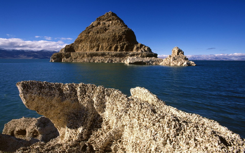 1080P, rocks, blue, body, 3d and abstract, ocean, formations, tufa, water