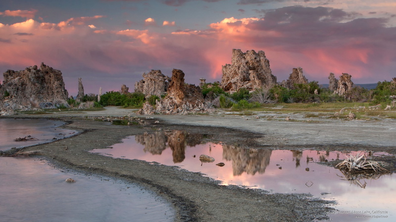 mono, Nature, tufas, lake, california, sunset, 2K