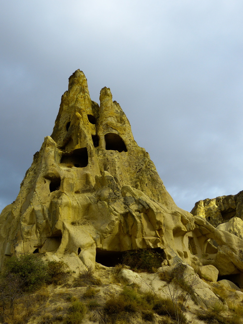 surreal, physical geography, cappadocia, the past, formation, sky, apartments, caves, outdoors, solid, fairy towers, rock, hole, famous Place, residential structure