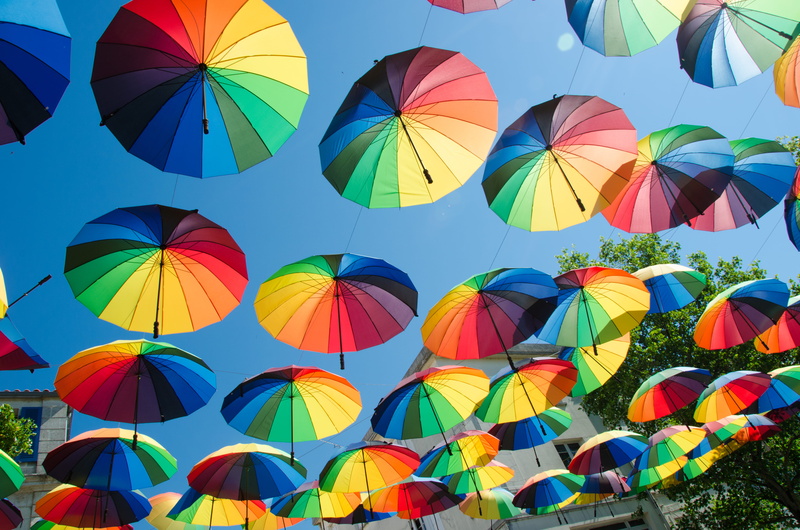 multi colored, france, 4K, celebration, large group of objects, nature, balloon, day, no people, decoration, outdoors, side by side, hanging, low angle view