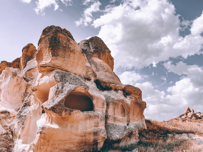 beauty in nature, brown, travel, eroded, sandstone, rock, sky, no people, nature, 2K, geology, non-urban scene, scenics - nature, kapadokya, turkey, environment