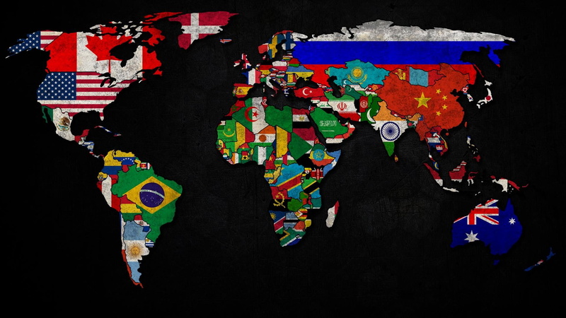 1080P, world map, flag