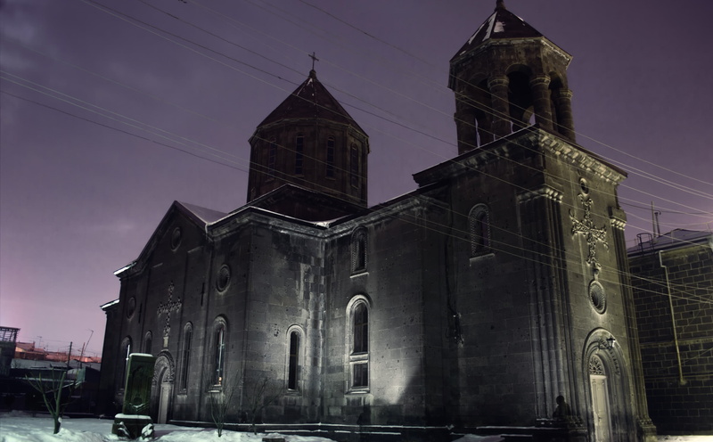 at night, 5K, surb, nshan, church, surb nshan, gyumri, Winter, 14 street, rustaveli street, armenia, lights, Seasons