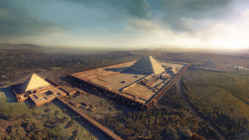 720P, aerial view, fantasy art, photography, building, pyramid, aerial