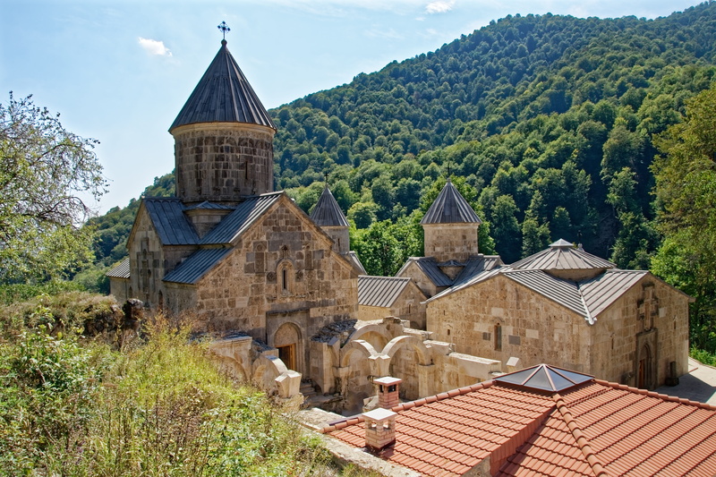 house, historical, monastery, place of worship, built structure, roof, day, caucasus, mountain, building exterior, building, the monastery of haghartsin