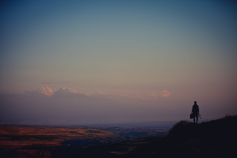 standing, nature, saghmosavan, tranquility, scenics - nature, 5K, copy space, men, tranquil scene, idyllic, sky, mountain, outdoors, armenia, cityscape