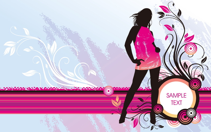 casual clothing, beautiful, illustration, dress, 1080P, real people, elegance, pattern, standing, text, full length, adult, swirl, pink color, fashion