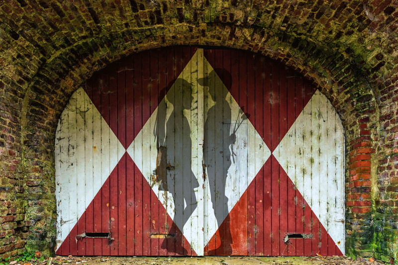 cute, male, outdoors, arch, wall, red, boy and girl, no people, building, youth, teenagers, romantic, shape, female, building exterior, door, pattern, silhouette