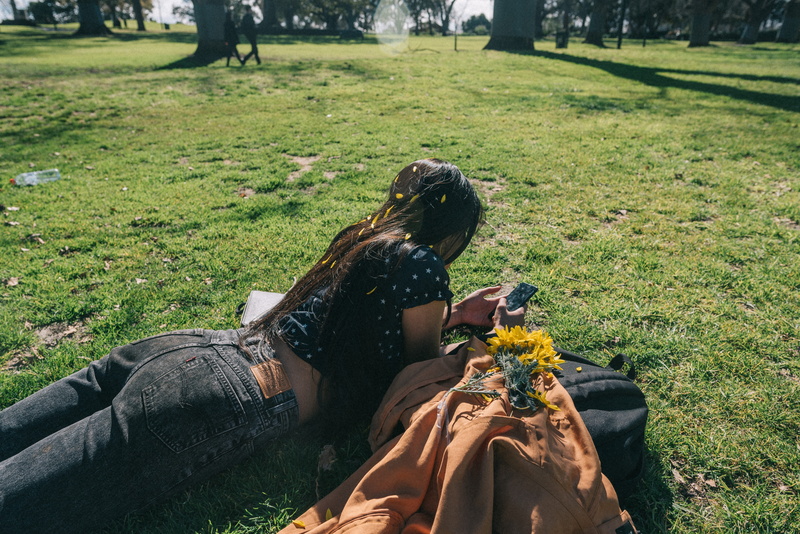 flowers, one person, leisure activity, green color, teenagers, 5K, love, sunlight, retor, young women, field, sitting, grunge, aesthetics, retro, hairstyle
