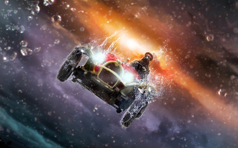 Captain Zee, fantasy, sky, 1080P, man, zee captain, car, orange, retor, luminos
