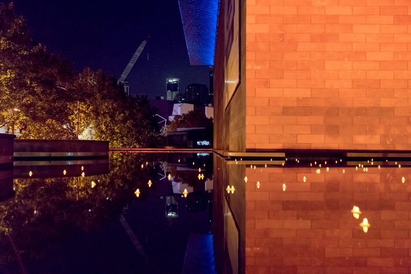 transportation, national gallery, lighting equipment, street, plant, nightlife, national gallery of victoria, nature, city, no people, pond, road, window