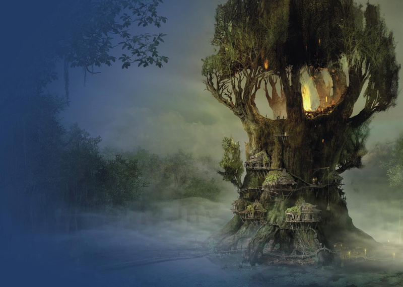 reflection, 720P, Gothic 4, forest, trunk, brown, sky, non-urban scene, smoke - physical structure, leafed, outdoors, growth, fog, tree trunk, tree, concept art