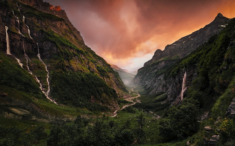 landscape, geren, idyllic, mountain range, cliff, tranquility, outdoors, cloud - sky, mountain, valley, sky, river, travel, tree, plant, tranquil scene