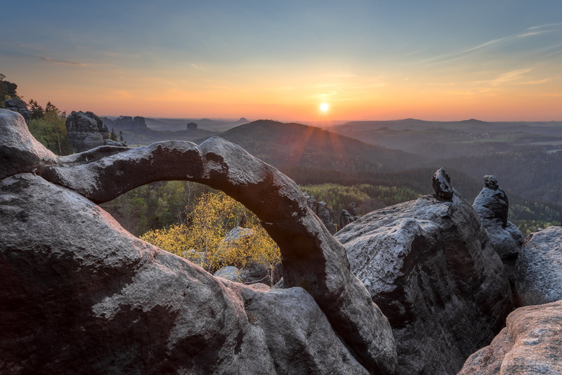 Felsen, Nature, Hiking, scenics, Landscape, Sächsische  Schweiz, Natur, arch, Germany, Elbsandsteingebirge, mountain, Saxony, Switzerland, Sony, sunrise - Dawn